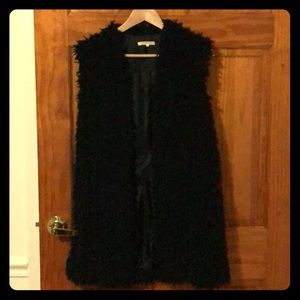 Black fuzzy long vest